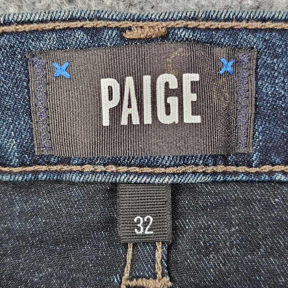 PAIGE Federal Transcend Slim Straight Jeans Mens 32 Cellar Dark Wash Blue - Picture 6 of 13